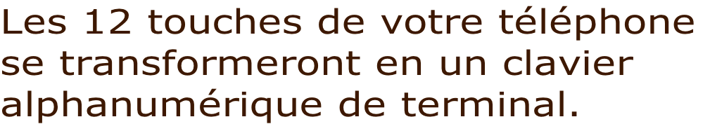 Les 12 touches de votre téléphone  se transformeront en un clavier  alphanumérique de terminal.